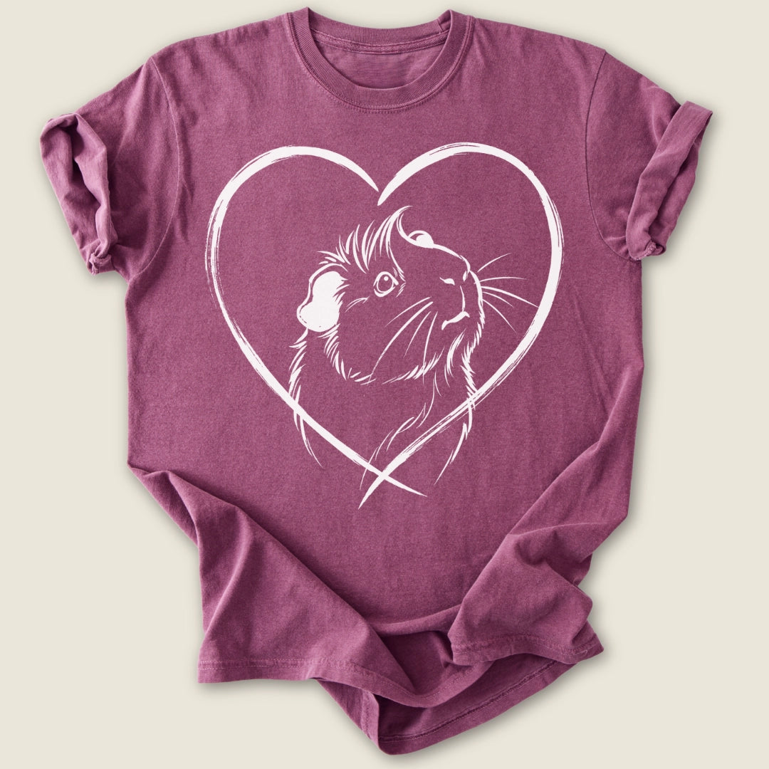 Abyssinian Heart T-shirt-Tee-Berry-Guinea Pig Culture