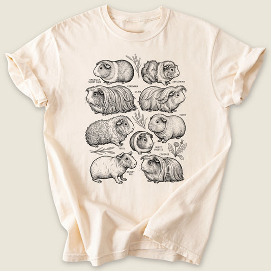 Cavy Field Guide T-shirt-Tee-Ivory-Guinea Pig Culture
