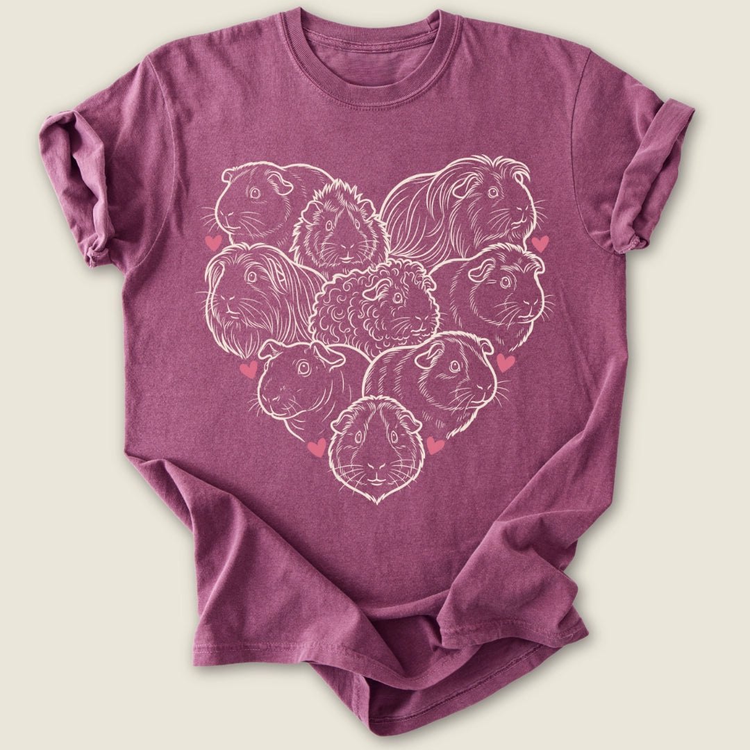 Heart Full of Wheeks T-shirt-Tee-Berry-Guinea Pig Culture