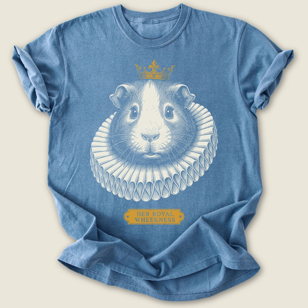 Her Royal Wheekness T-shirt-Tee-Blue Jean-Guinea Pig Culture