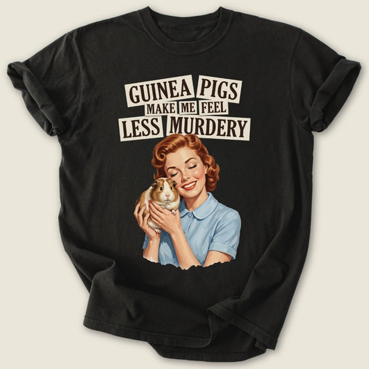 Less Murdery T-shirt-Tee-Black-Guinea Pig Culture