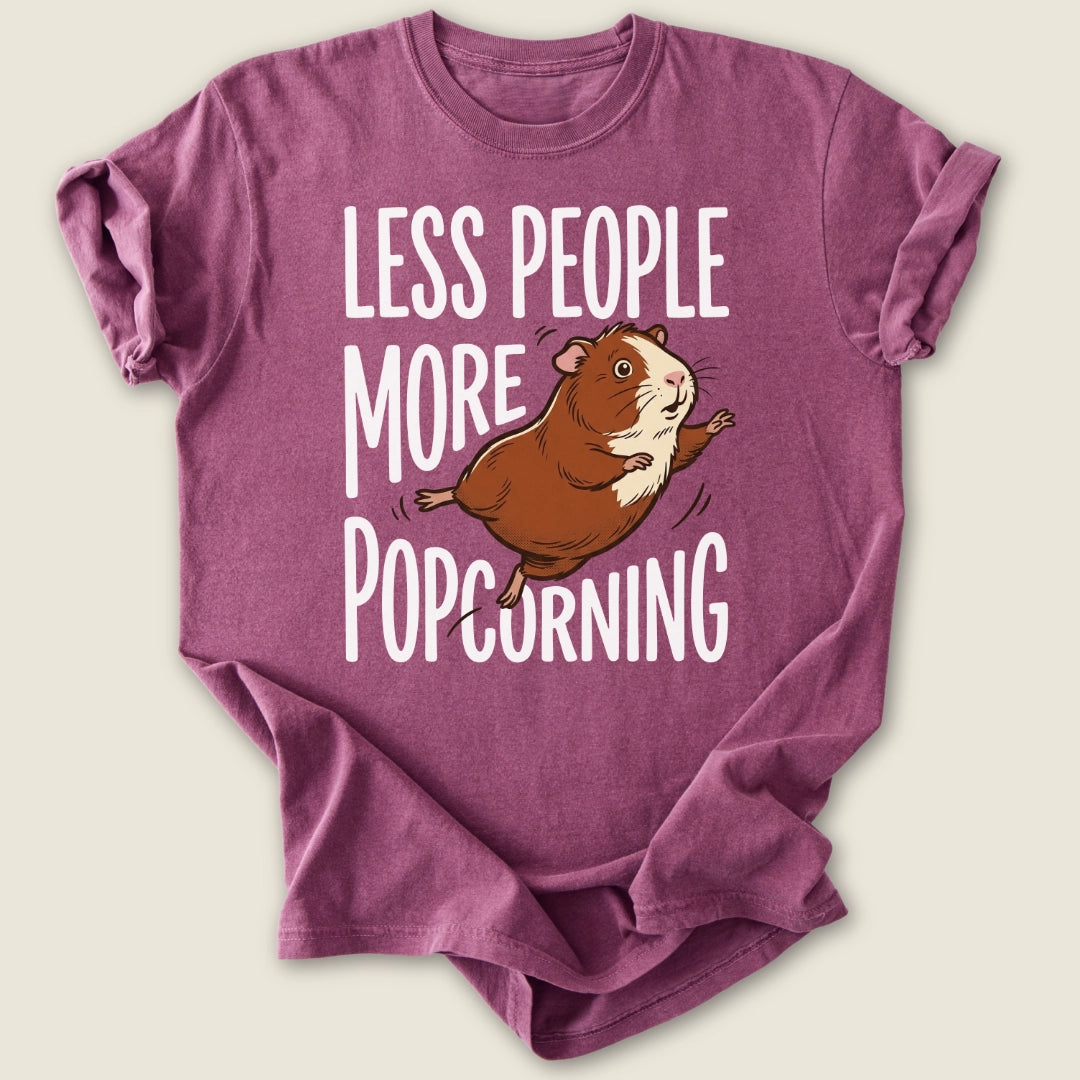 Less People More Popcorning T-shirt-Tee-Berry-Guinea Pig Culture