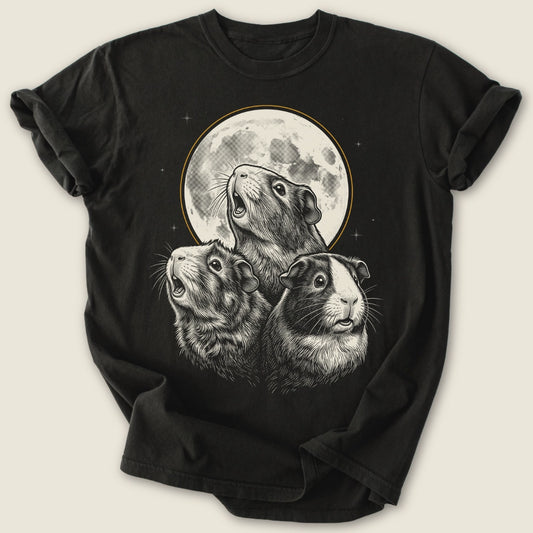 Moonlit Wheekers T-shirt-Tee-Black-Guinea Pig Culture