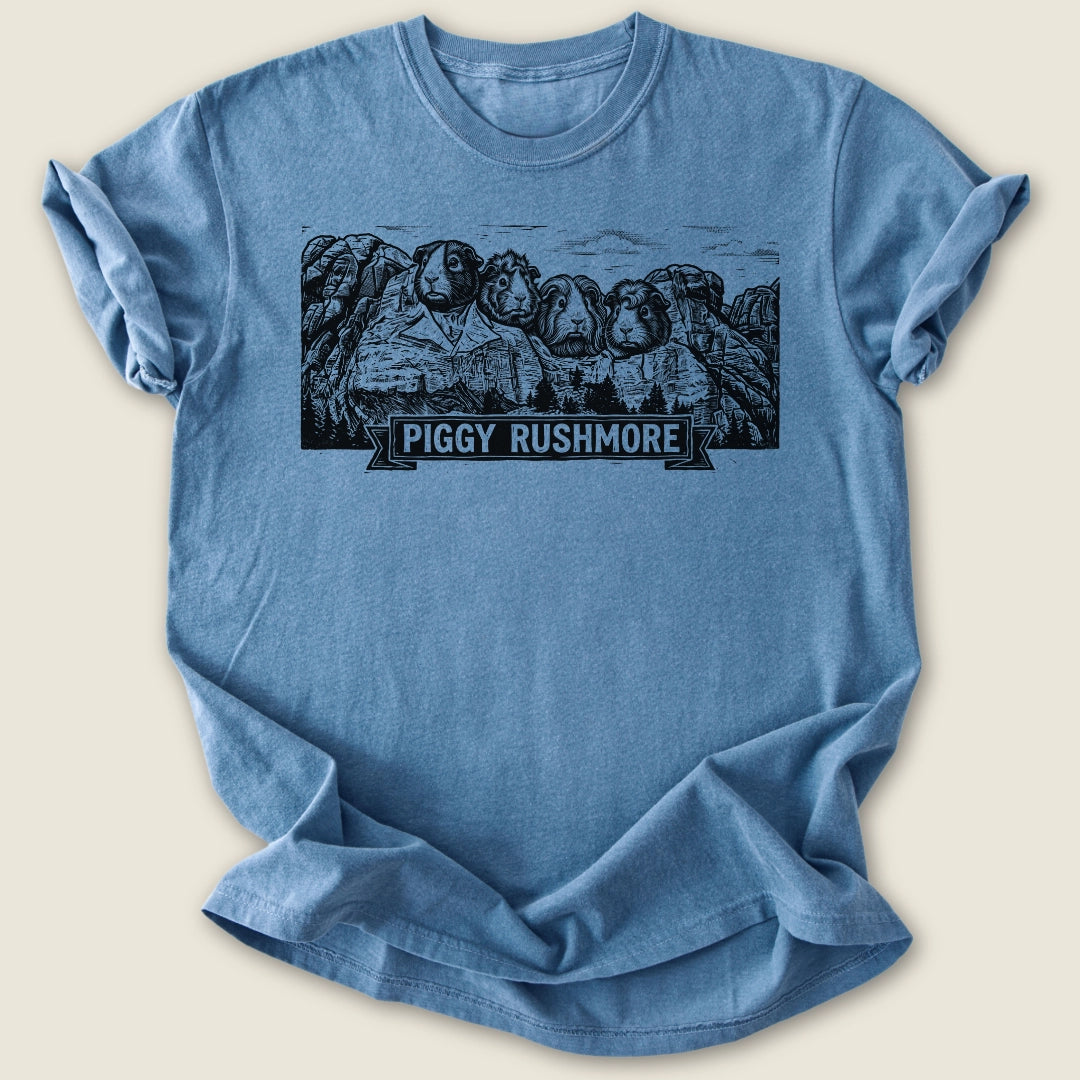 Piggy Rushmore T-shirt-Tee-Blue Jean-Guinea Pig Culture