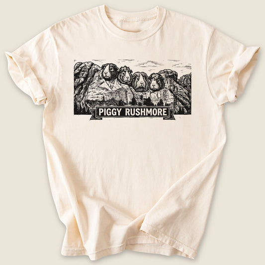 Piggy Rushmore T-shirt-Tee-Ivory-Guinea Pig Culture