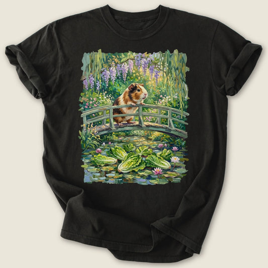 Water Lettuce Lilies T-shirt-Tee-Black-Guinea Pig Culture