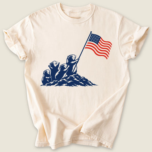 Wheek Spangled Banner T-shirt-Tee-Ivory-Guinea Pig Culture