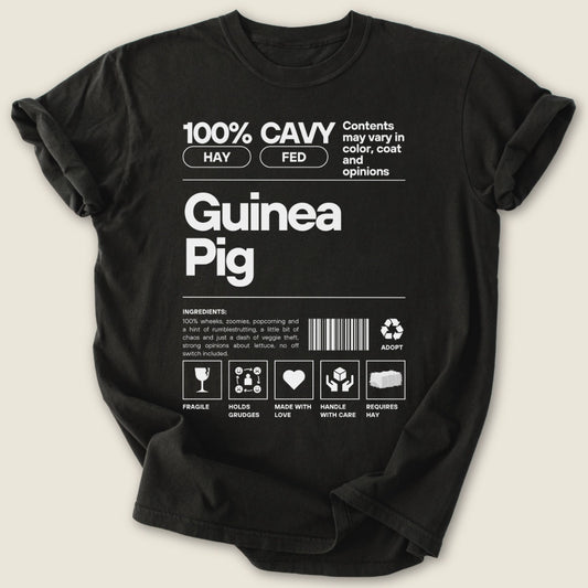 100% Guinea Pig T-shirt-Tee-Black-Guinea Pig Culture