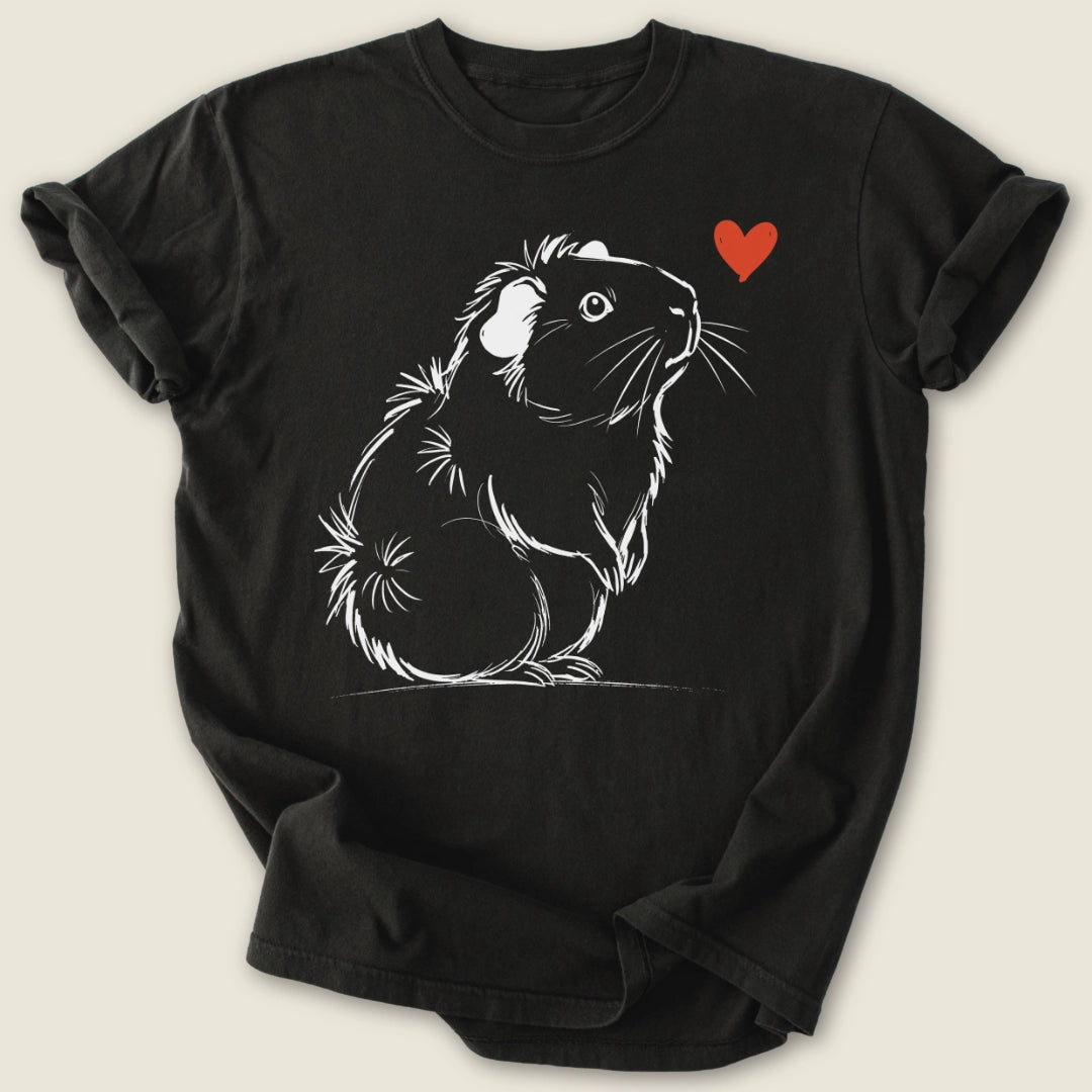 Abyssinian Guinea Ink T-shirt-Tee-Black-Guinea Pig Culture