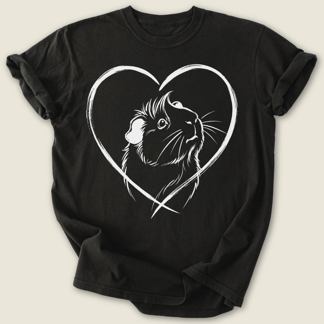 Abyssinian Heart T-shirt-Tee-Black-Guinea Pig Culture