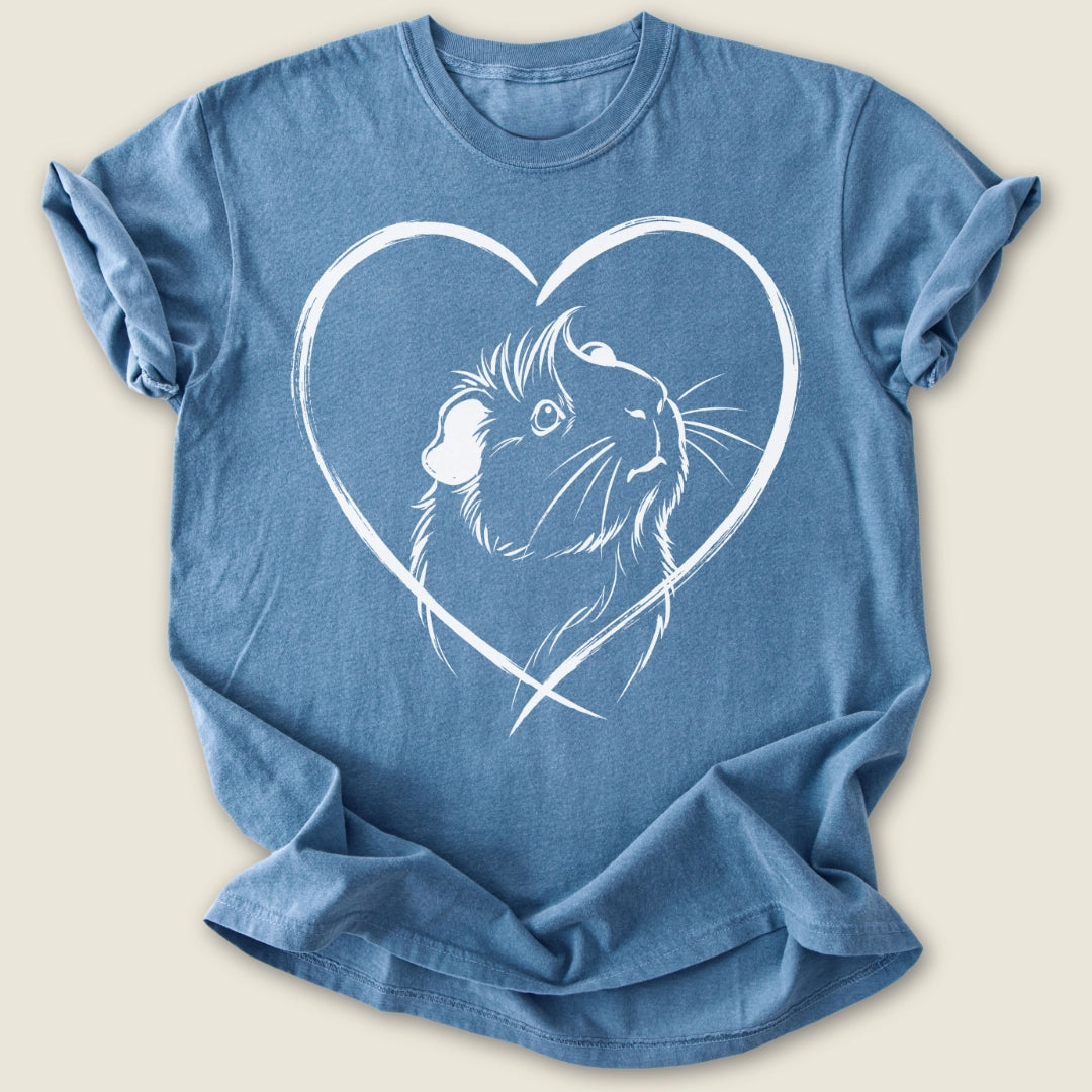 Abyssinian Heart T-shirt-Tee-Blue Jean-Guinea Pig Culture