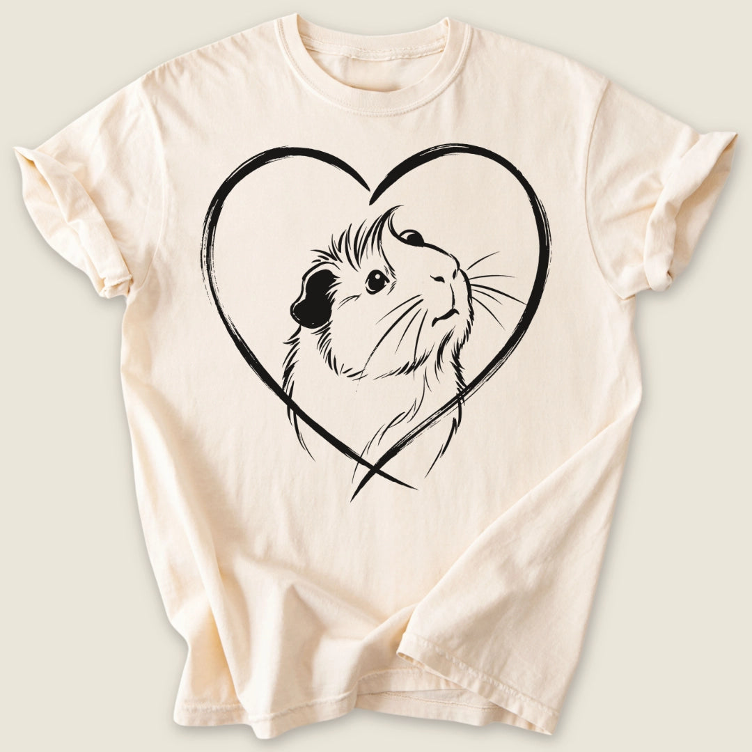 Abyssinian Heart T-shirt-Tee-Ivory-Guinea Pig Culture