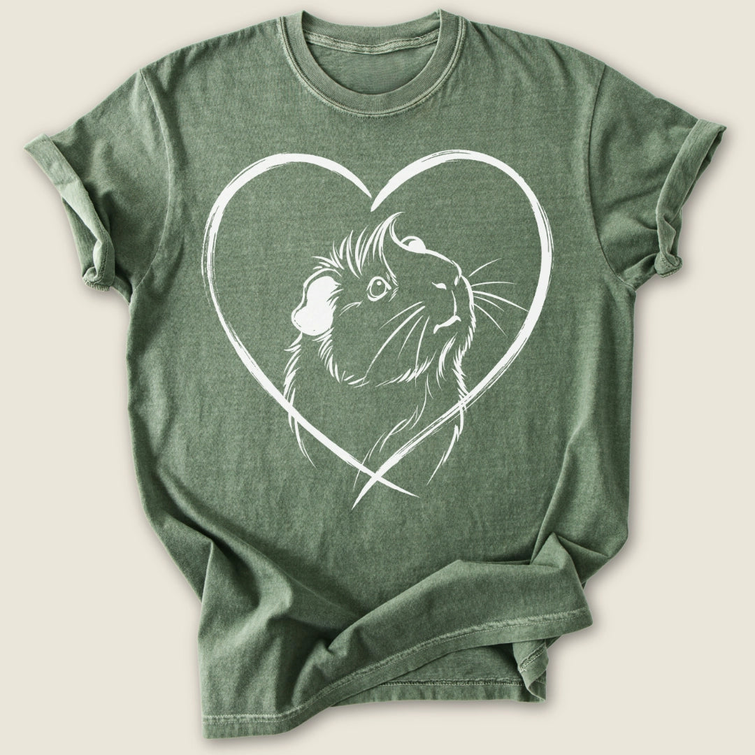 Abyssinian Heart T-shirt-Tee-Moss-Guinea Pig Culture