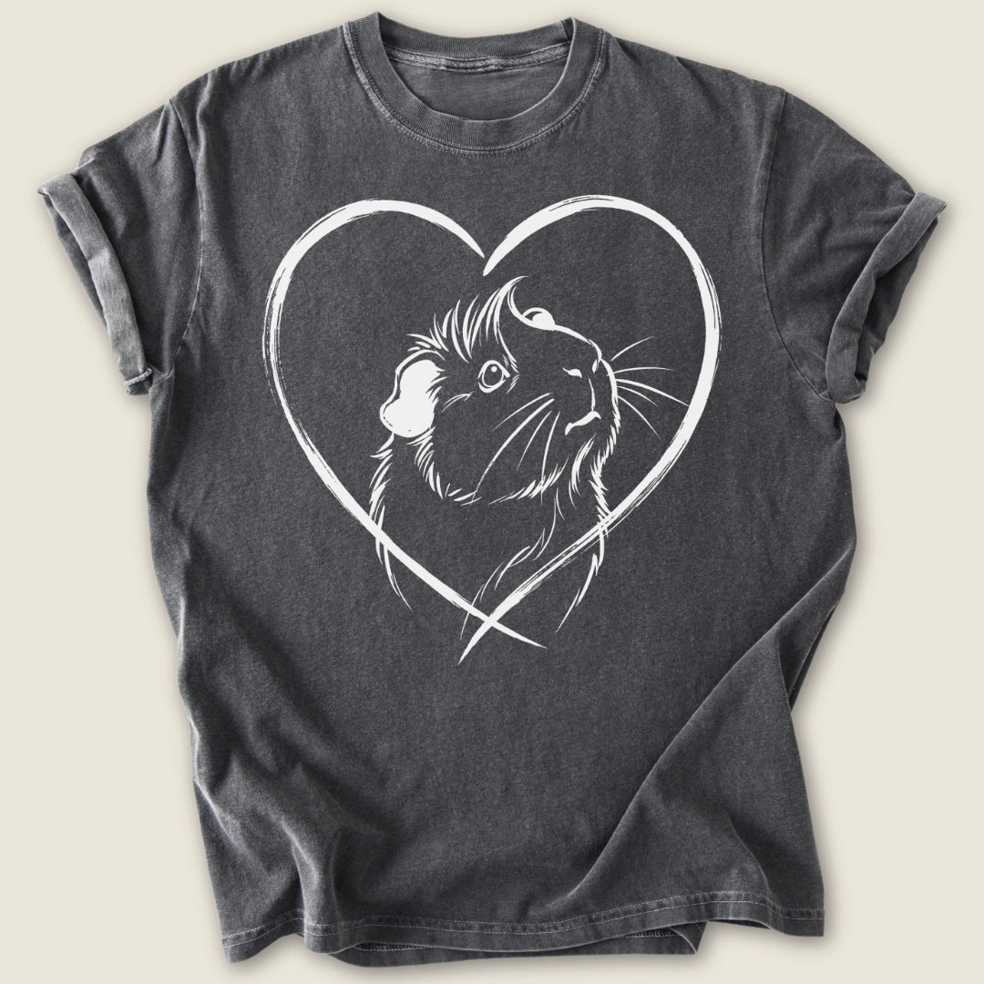 Abyssinian Heart T-shirt-Tee-Pepper-Guinea Pig Culture
