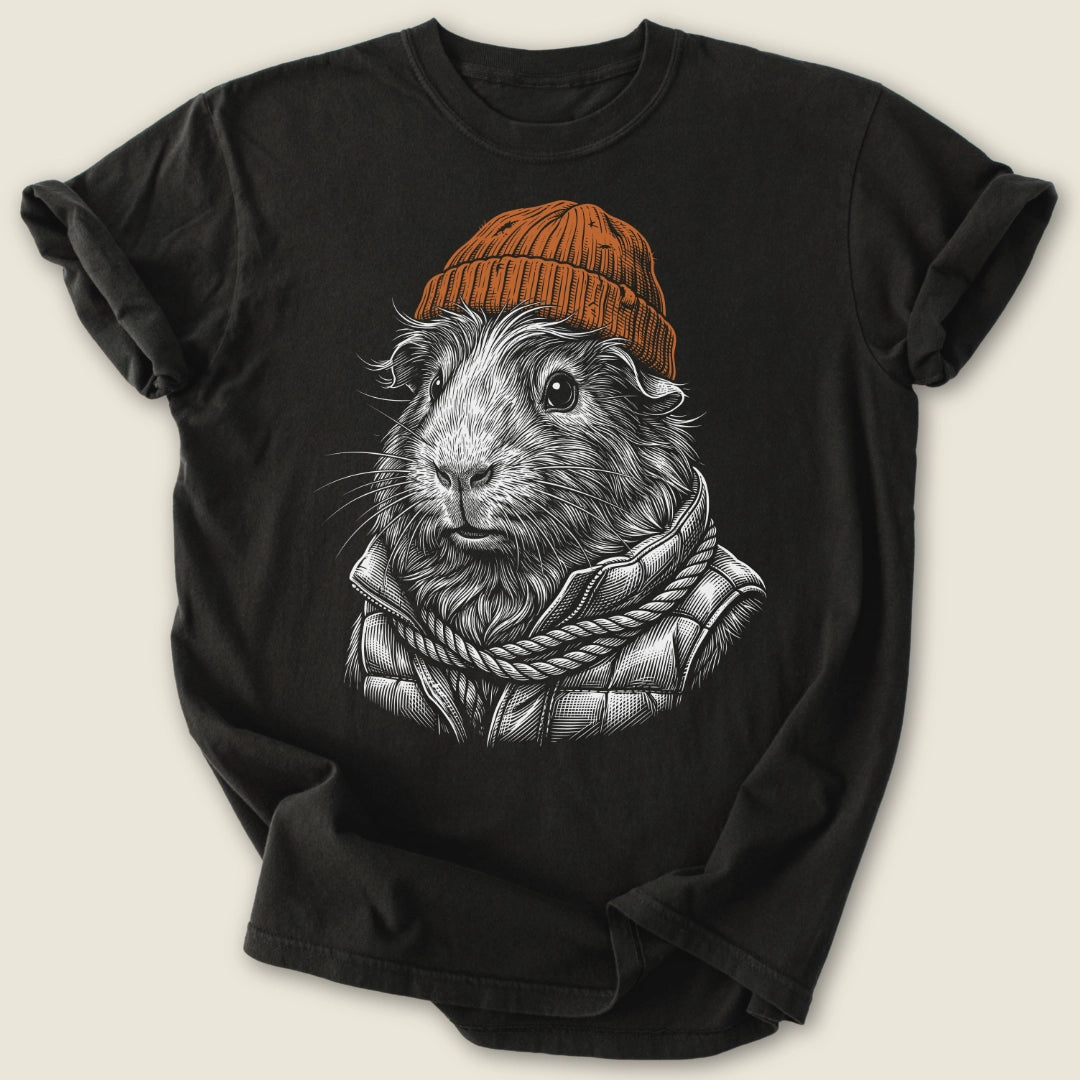 Alpine Piggy T-shirt-Tee-Black-Guinea Pig Culture