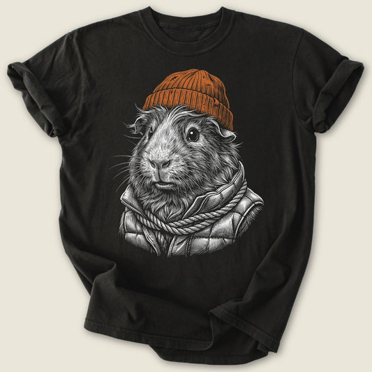 Alpine Piggy T-shirt-Tee-Black-Guinea Pig Culture