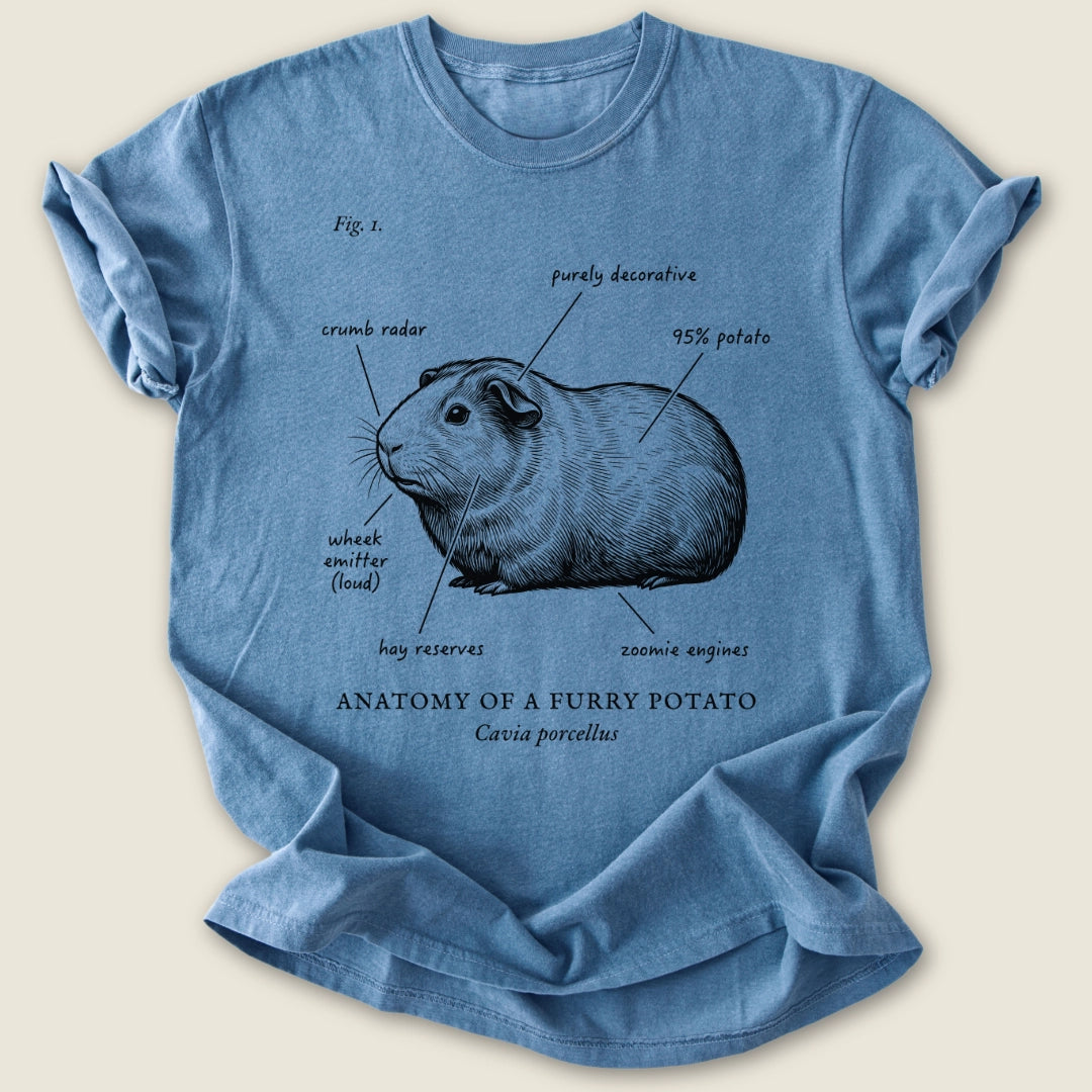 Anatomy Of A Furry Potato T-shirt-Tee-Blue Jean-Guinea Pig Culture