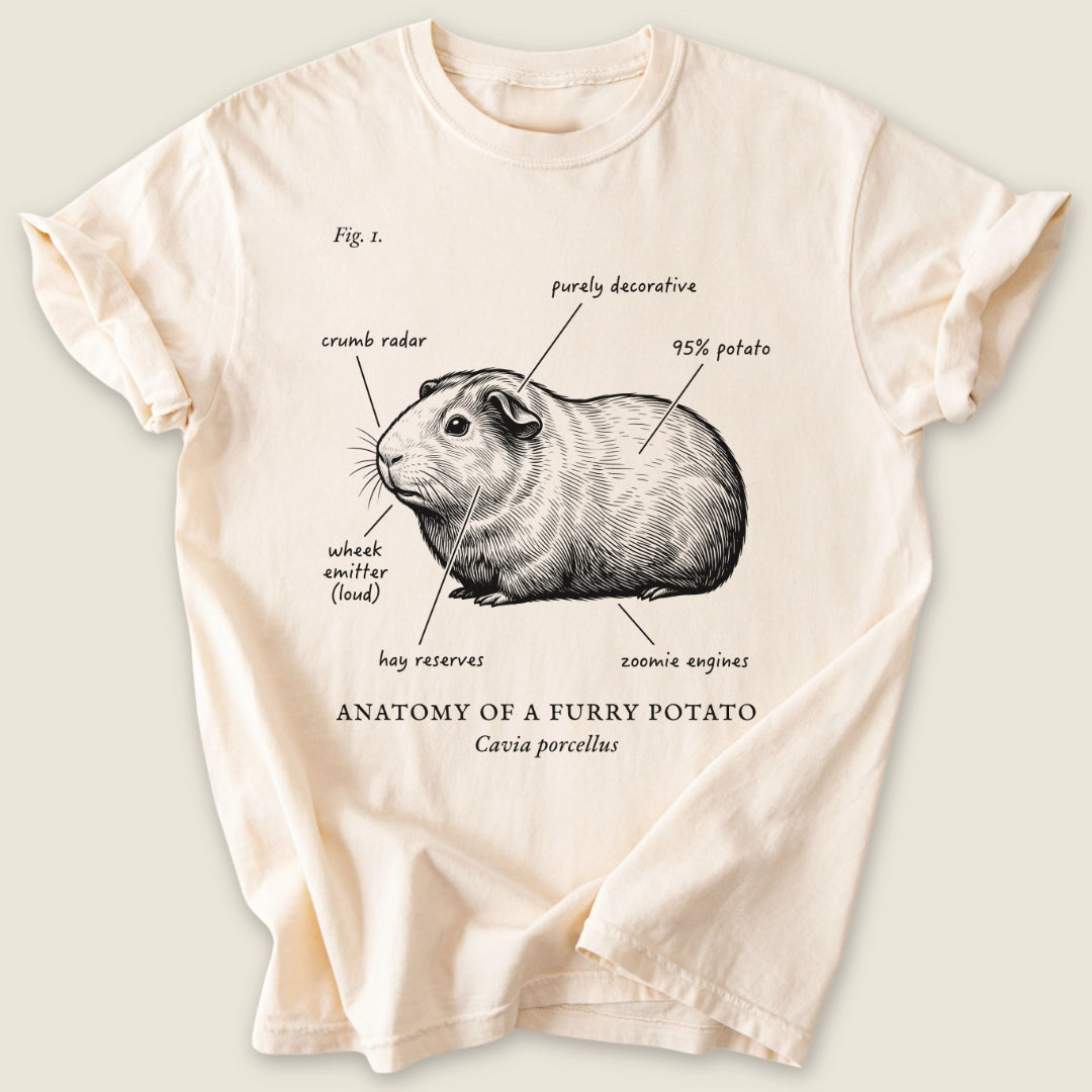 Anatomy Of A Furry Potato T-shirt-Tee-Ivory-Guinea Pig Culture