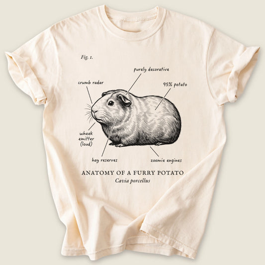 Anatomy Of A Furry Potato T-shirt-Tee-Ivory-Guinea Pig Culture