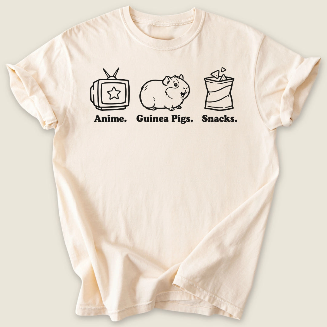 Anime. Guinea Pigs. Snacks. T-shirt-Tee-Ivory-Guinea Pig Culture