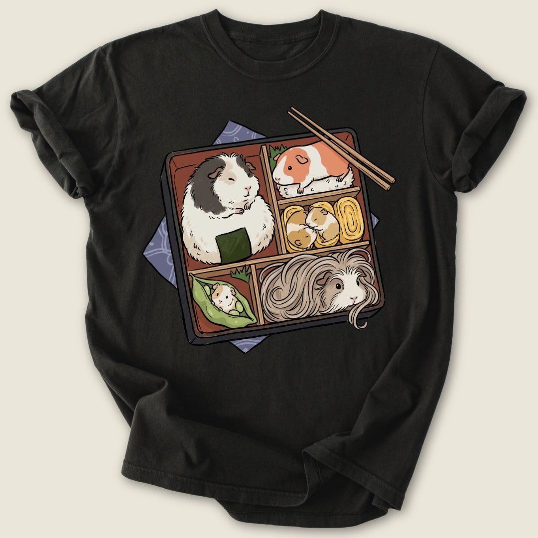 Bento Piggies T-shirt-Tee-Black-Guinea Pig Culture