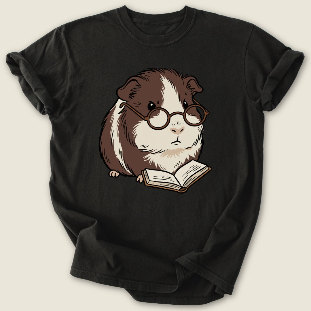 Bookish Pig T-shirt-Tee-Black-Guinea Pig Culture