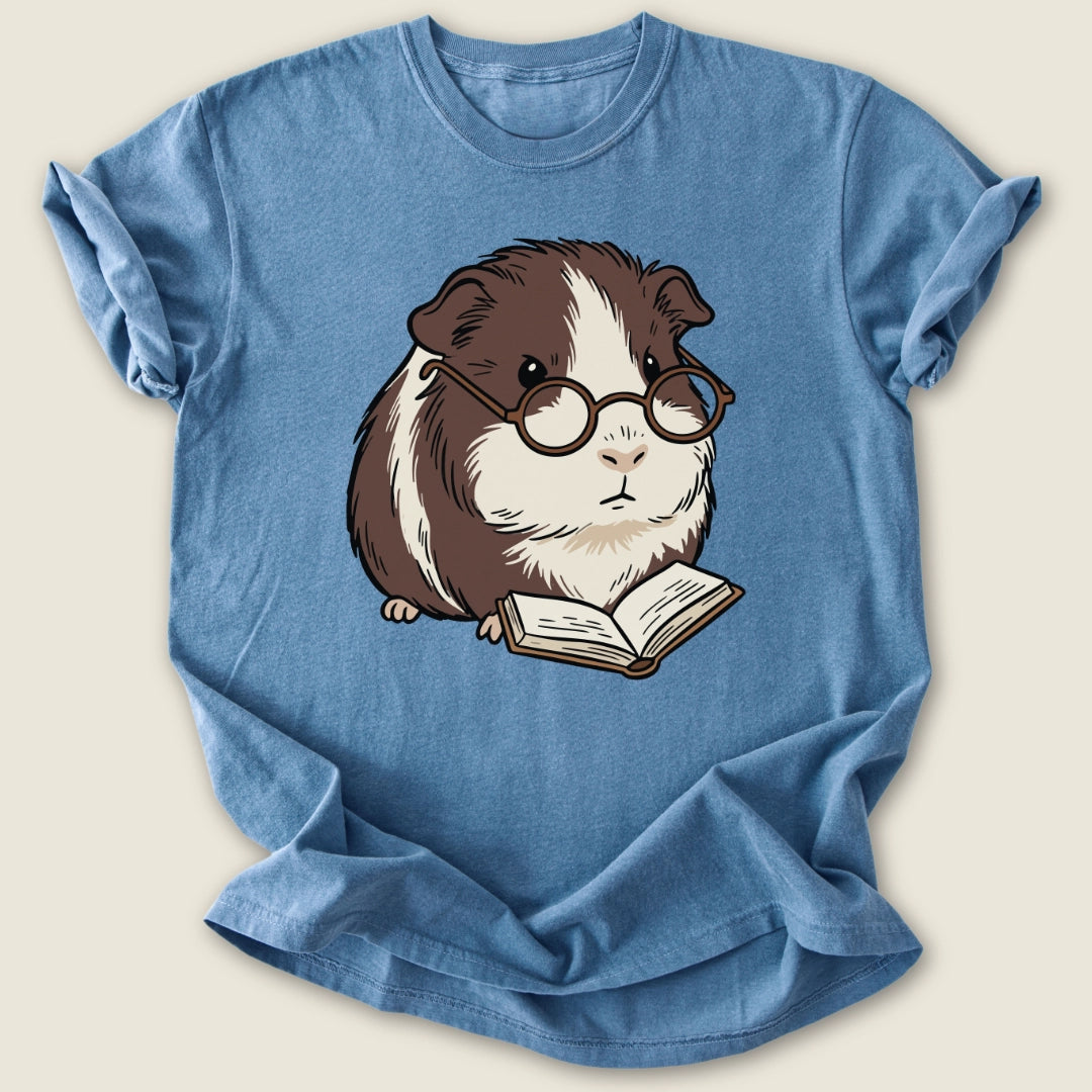 Bookish Pig T-shirt-Tee-Blue Jean-Guinea Pig Culture