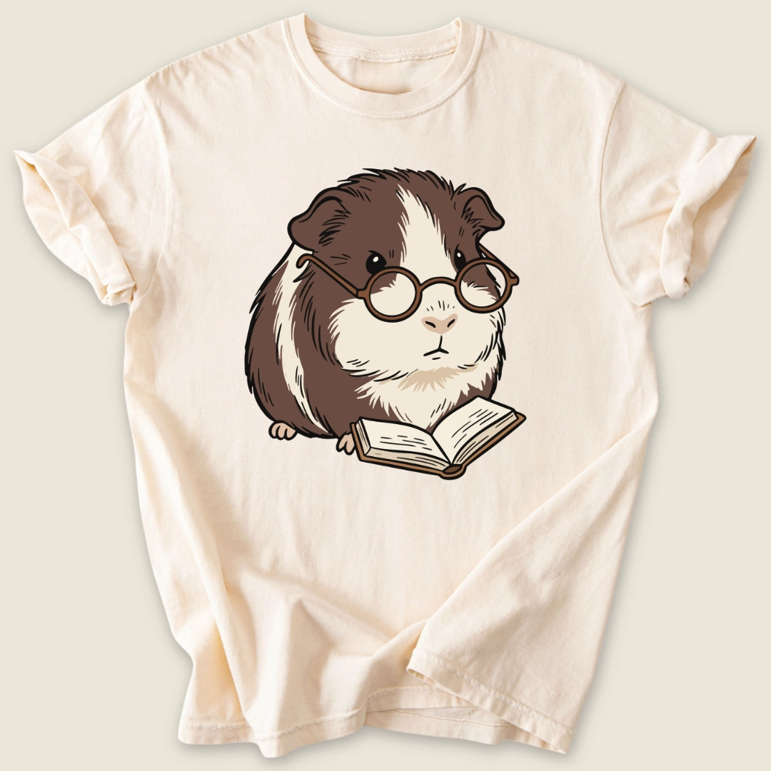 Bookish Pig T-shirt-Tee-Ivory-Guinea Pig Culture