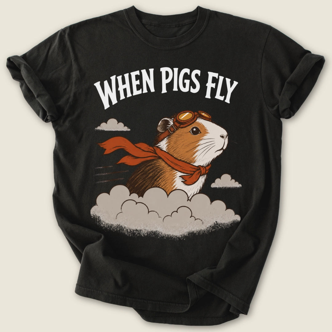 Cavy Aviator T-shirt-Tee-Black-Guinea Pig Culture