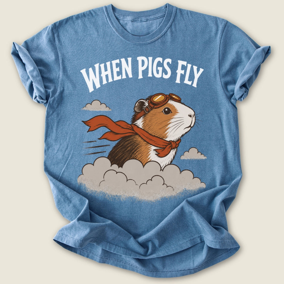 Cavy Aviator T-shirt-Tee-Blue Jean-Guinea Pig Culture
