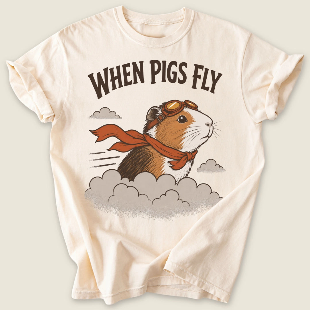 Cavy Aviator T-shirt-Tee-Ivory-Guinea Pig Culture