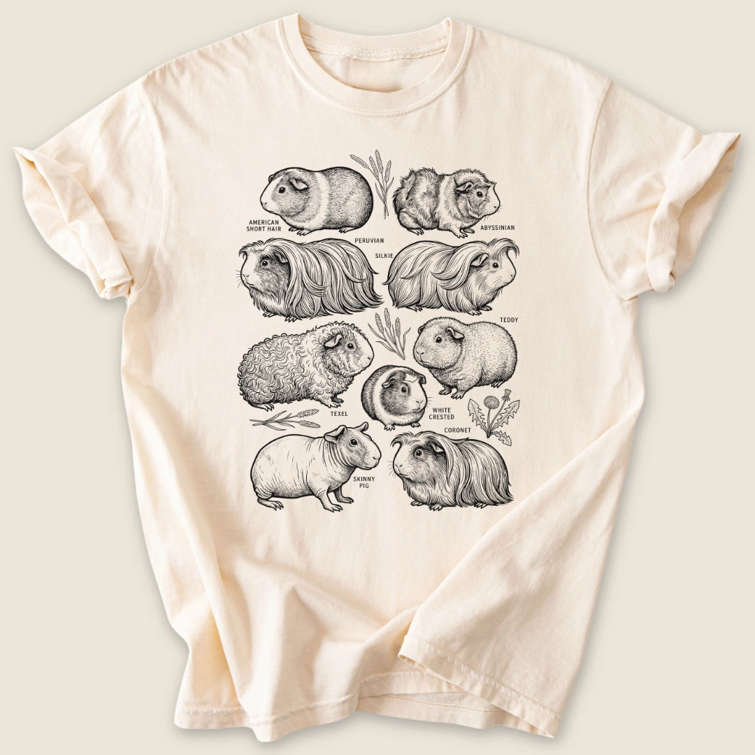 Cavy Field Guide T-shirt-Tee-Ivory-Guinea Pig Culture