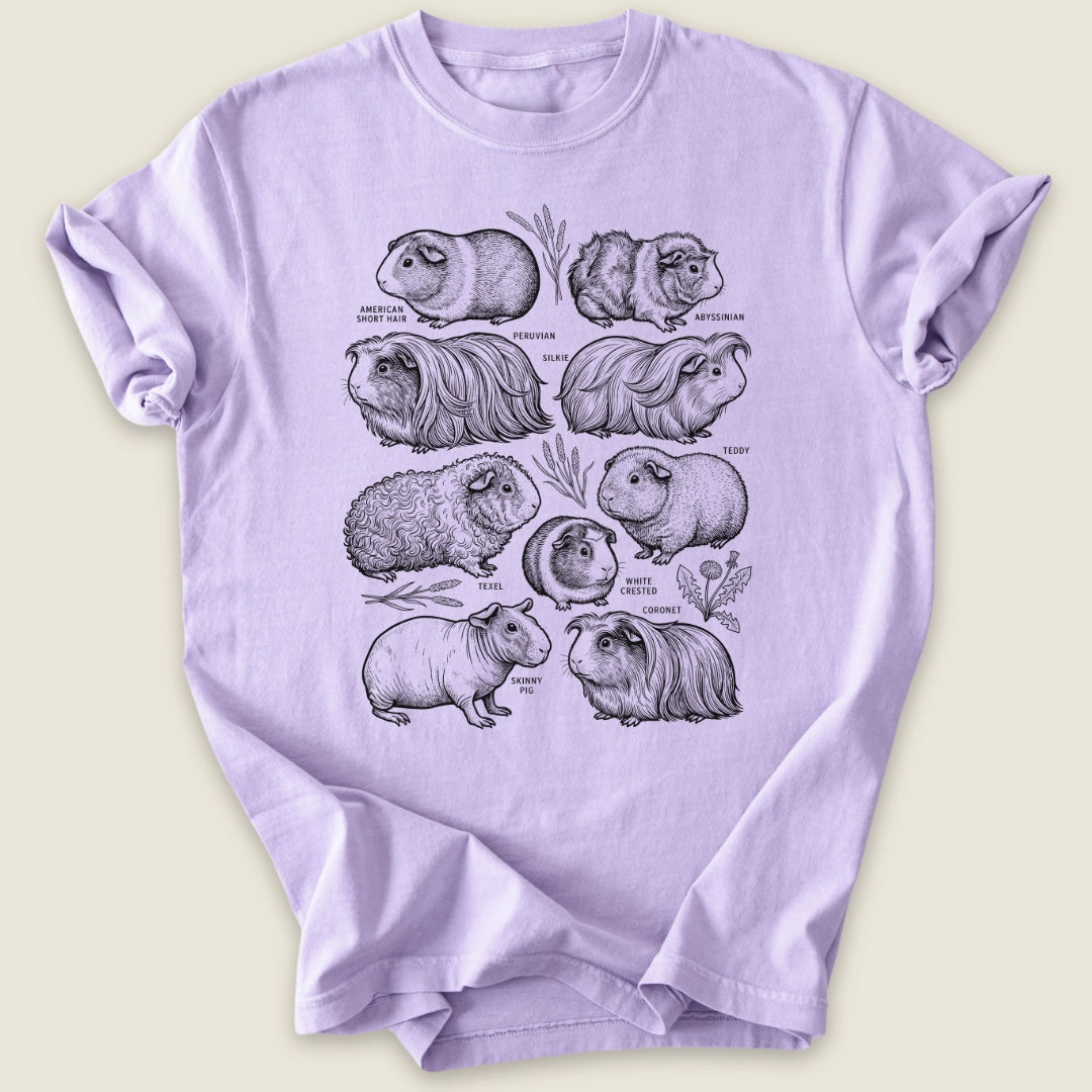 Cavy Field Guide T-shirt-Tee-Orchid-Guinea Pig Culture