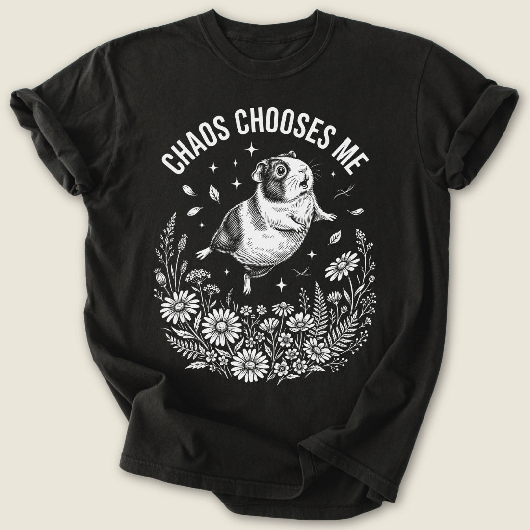 Chaos Chooses Me T-shirt-Tee-Black-Guinea Pig Culture