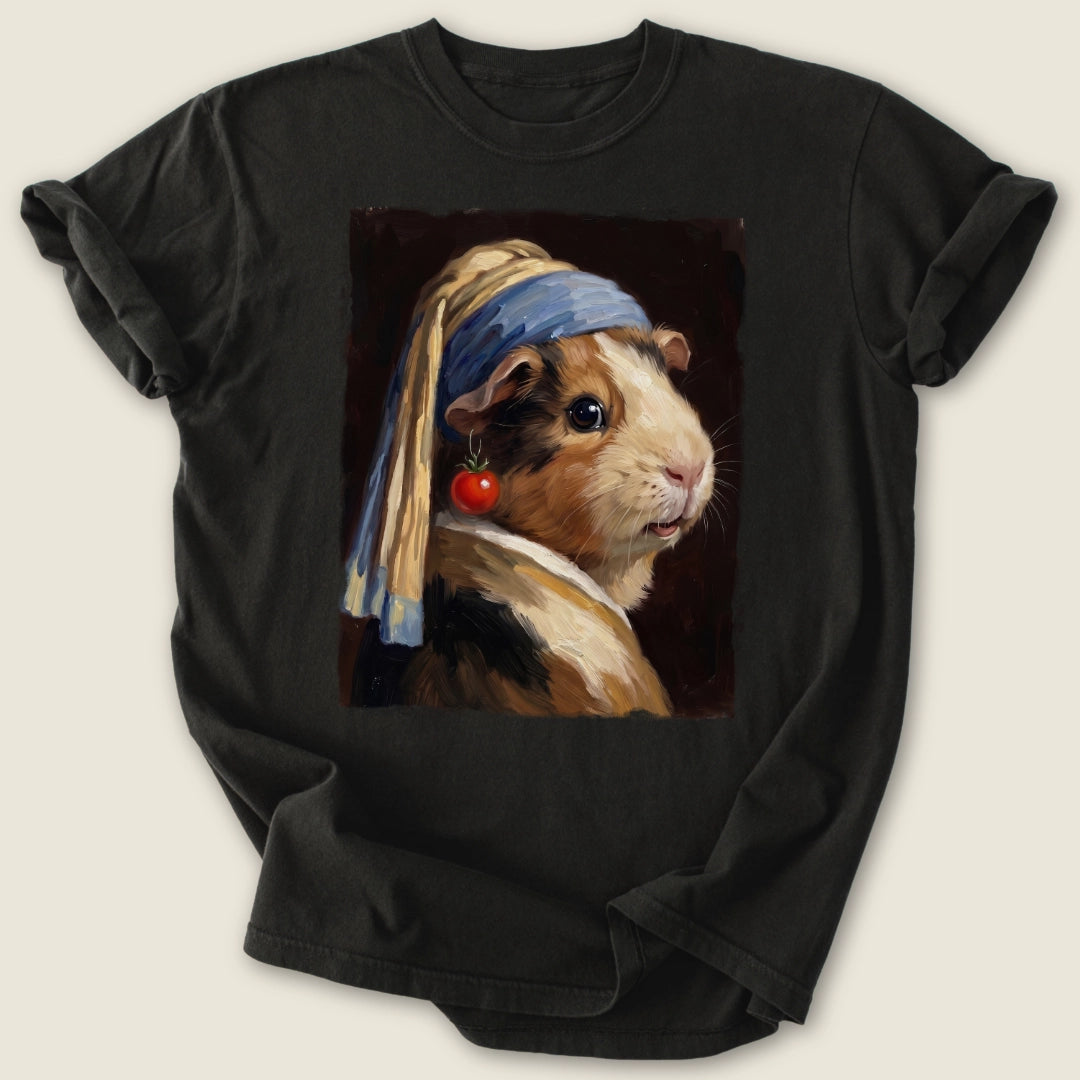 Cherry Tomato Earring T-shirt-Tee-Black-Guinea Pig Culture