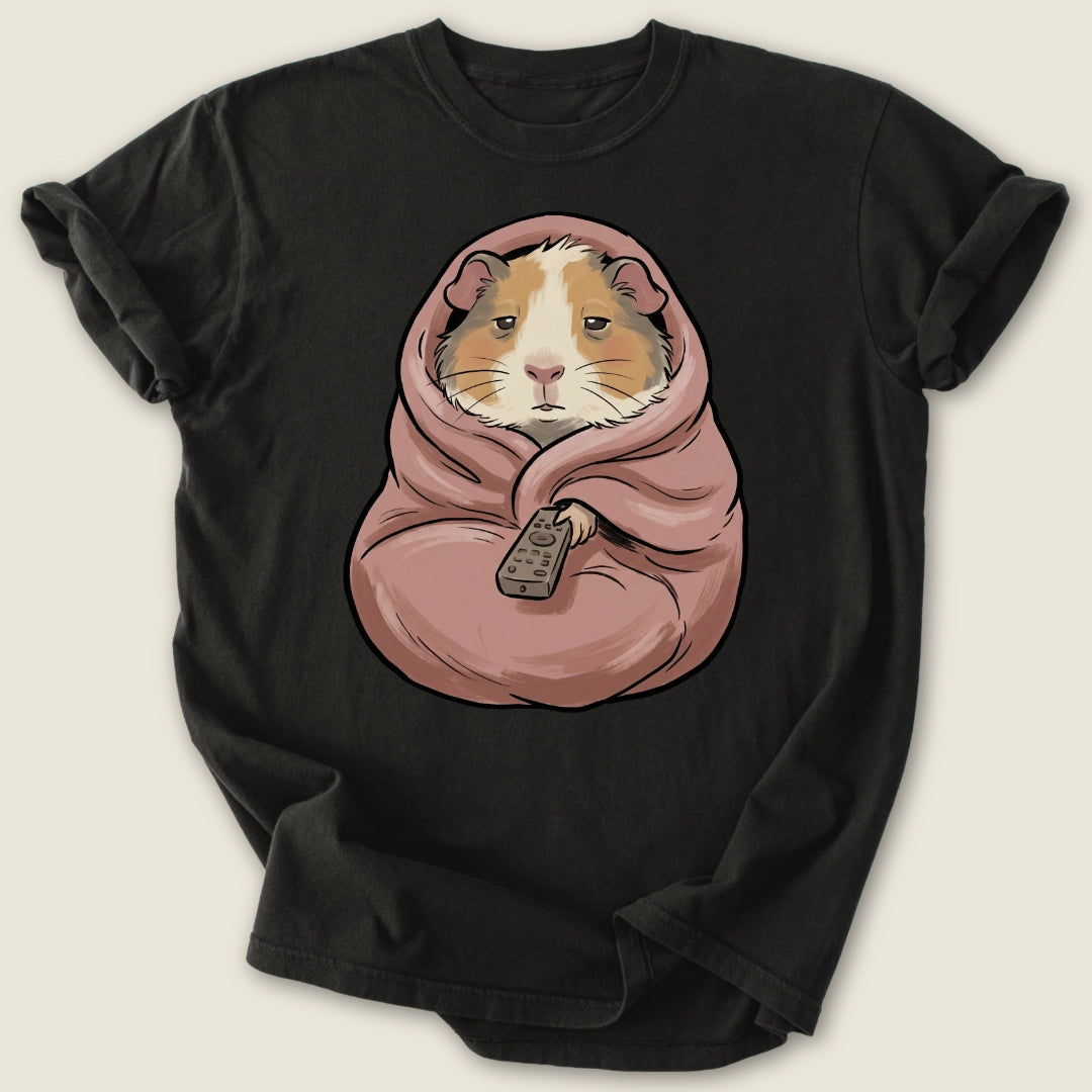 Couch Potato Cavy T-shirt-Tee-Black-Guinea Pig Culture