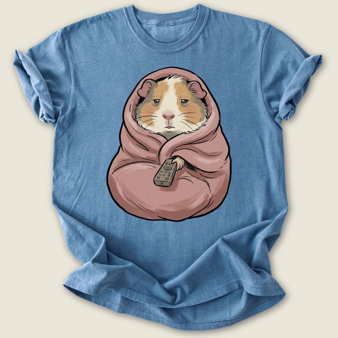 Couch Potato Cavy T-shirt-Tee-Blue Jean-Guinea Pig Culture