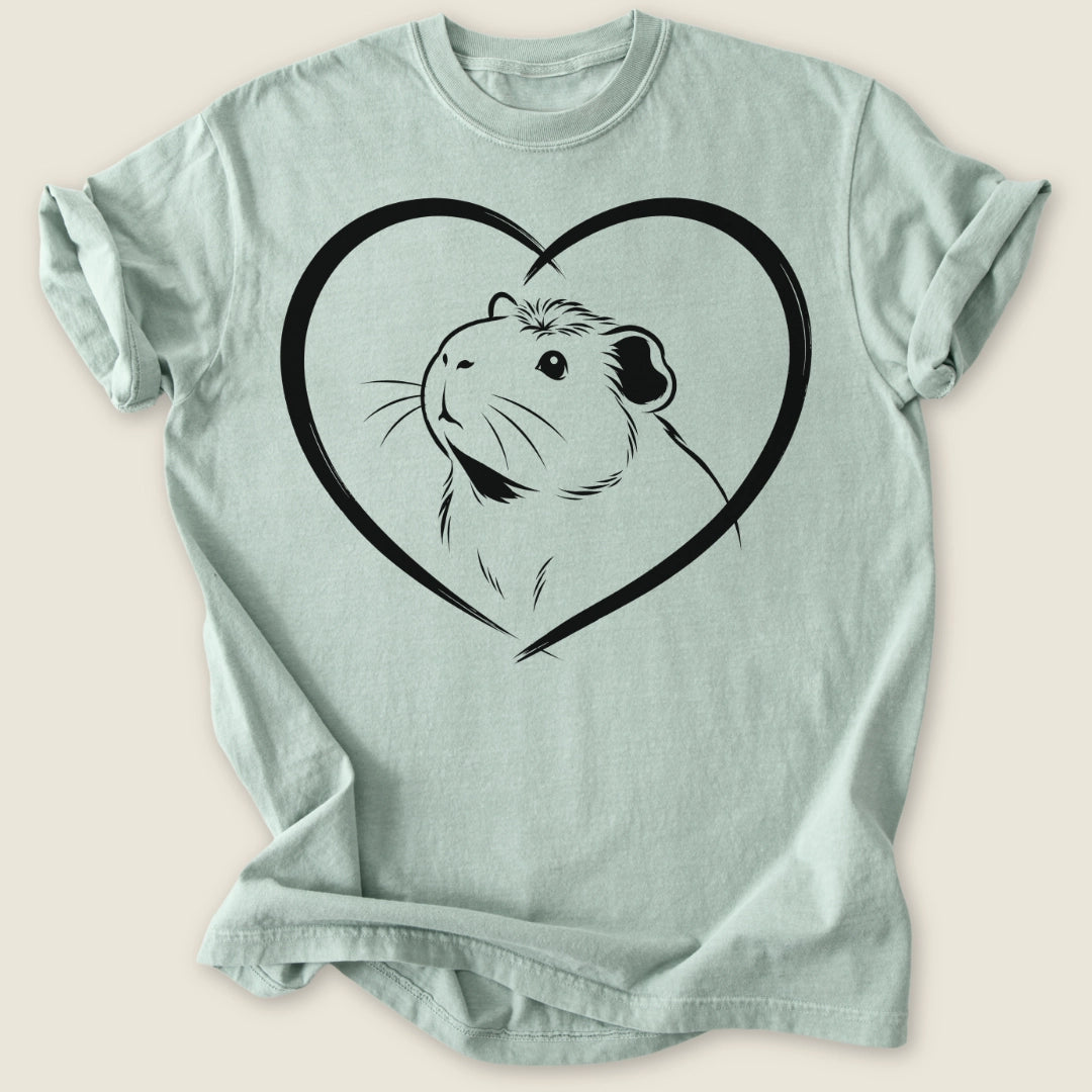 Crested Heart T-shirt-Tee-Bay-Guinea Pig Culture