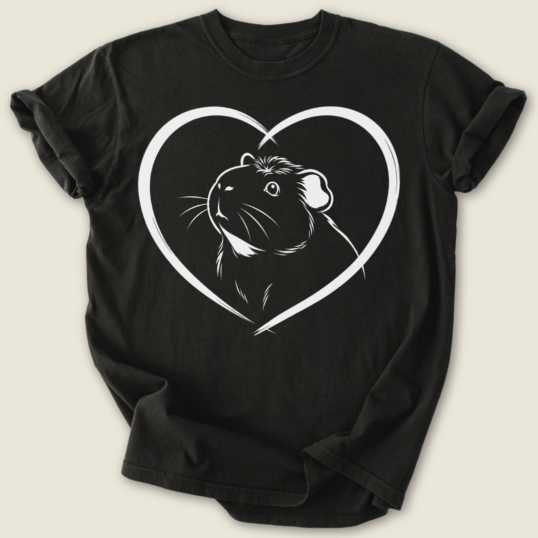 Crested Heart T-shirt-Tee-Black-Guinea Pig Culture