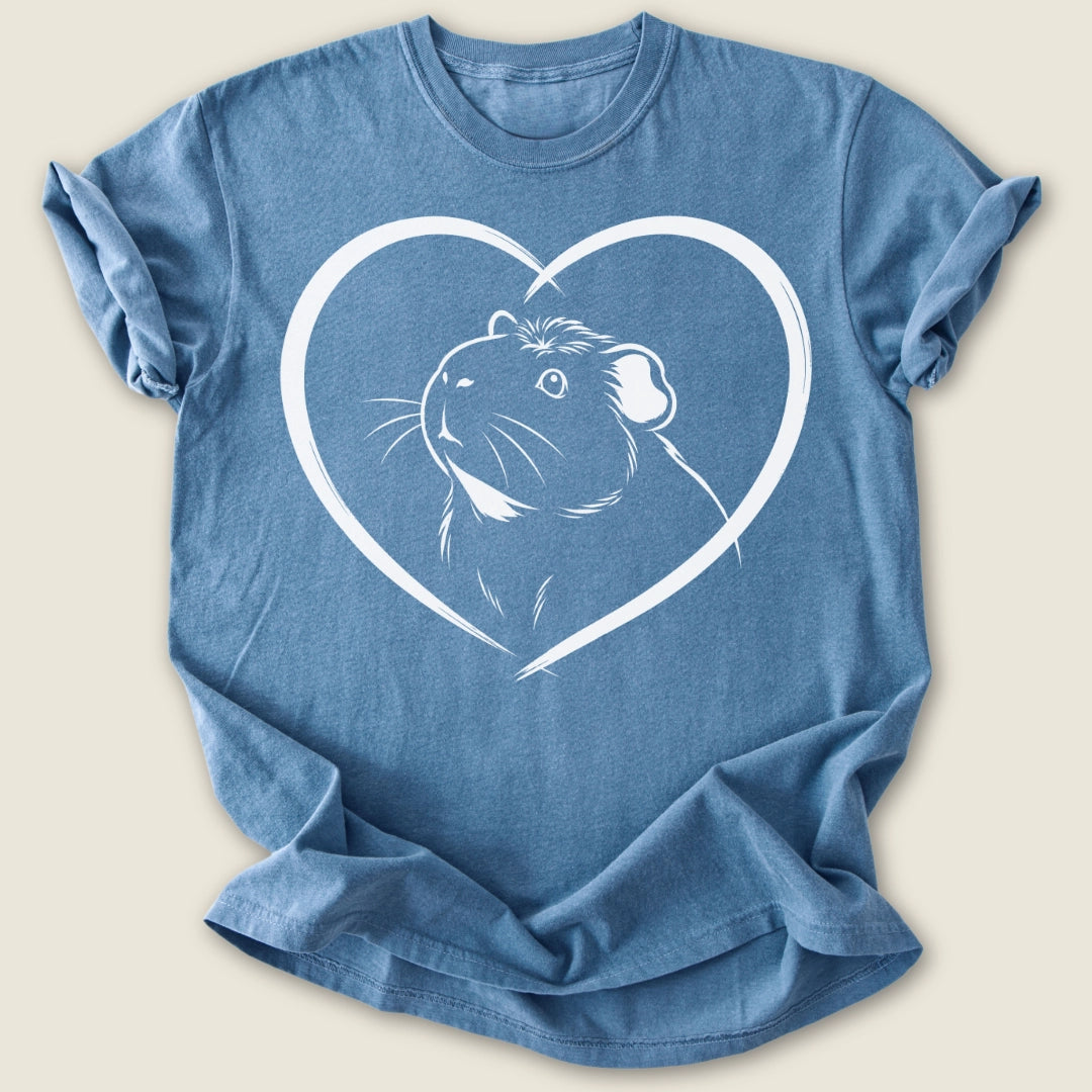 Crested Heart T-shirt-Tee-Blue Jean-Guinea Pig Culture