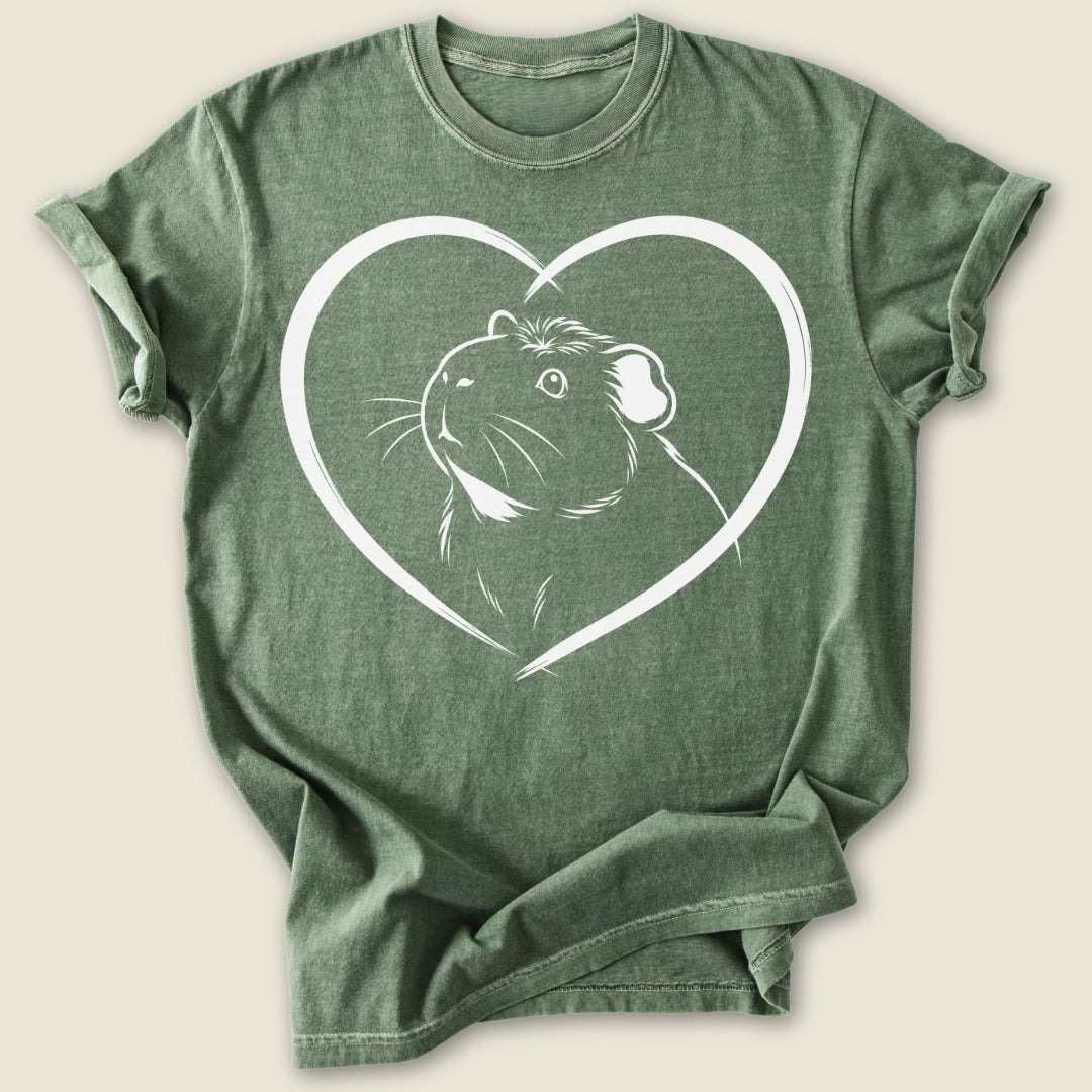 Crested Heart T-shirt-Tee-Moss-Guinea Pig Culture