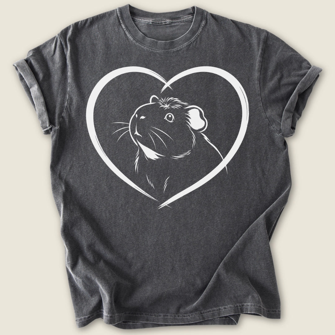 Crested Heart T-shirt-Tee-Pepper-Guinea Pig Culture