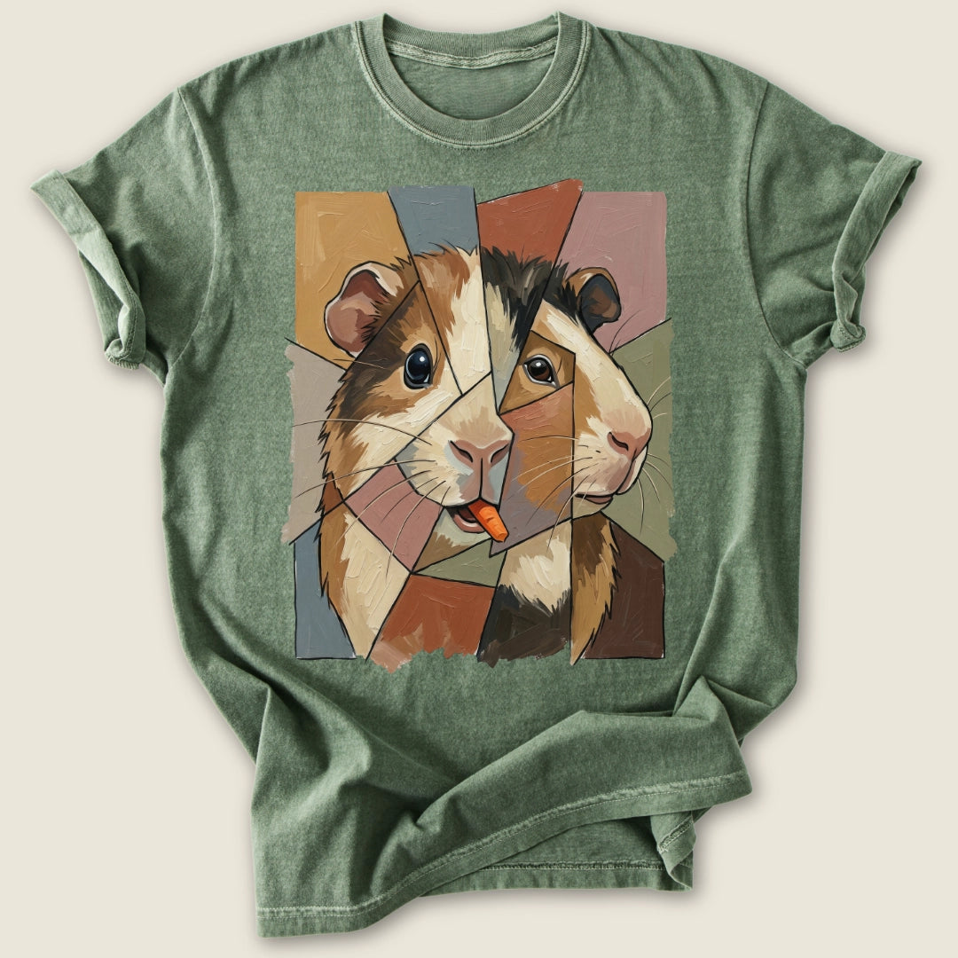Cubist Cavy T-shirt-Tee-Moss-Guinea Pig Culture