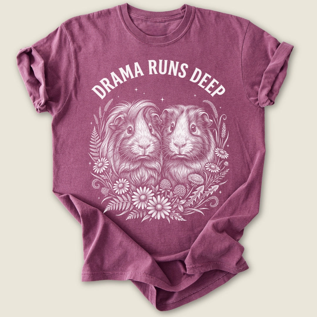 Drama Runs Deep T-shirt-Tee-Berry-Guinea Pig Culture