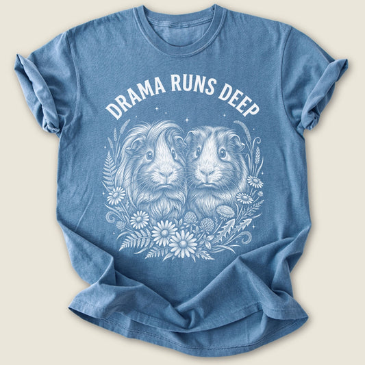 Drama Runs Deep T-shirt-Tee-Blue Jean-Guinea Pig Culture