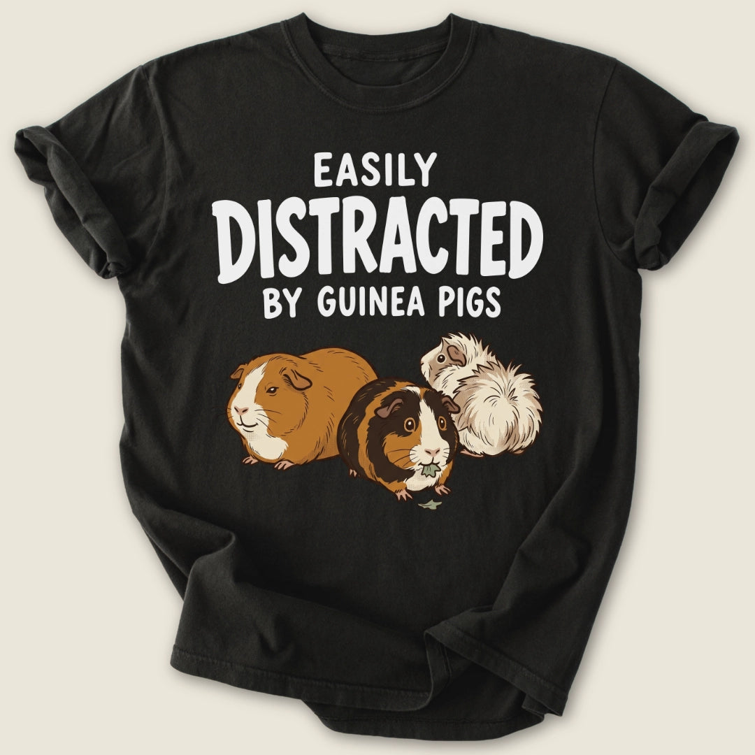 Easily Distracted T-shirt-Tee-Black-Guinea Pig Culture