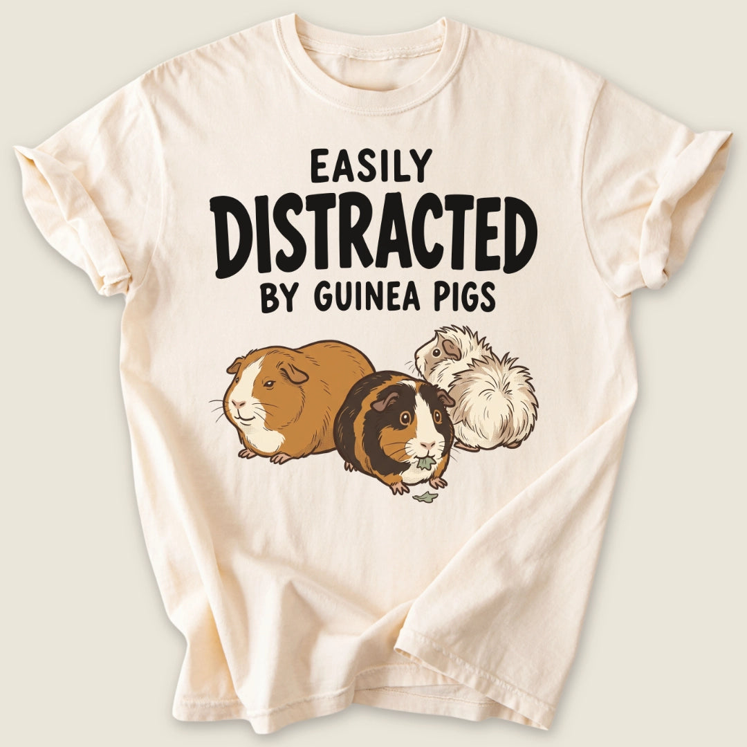 Easily Distracted T-shirt-Tee-Ivory-Guinea Pig Culture