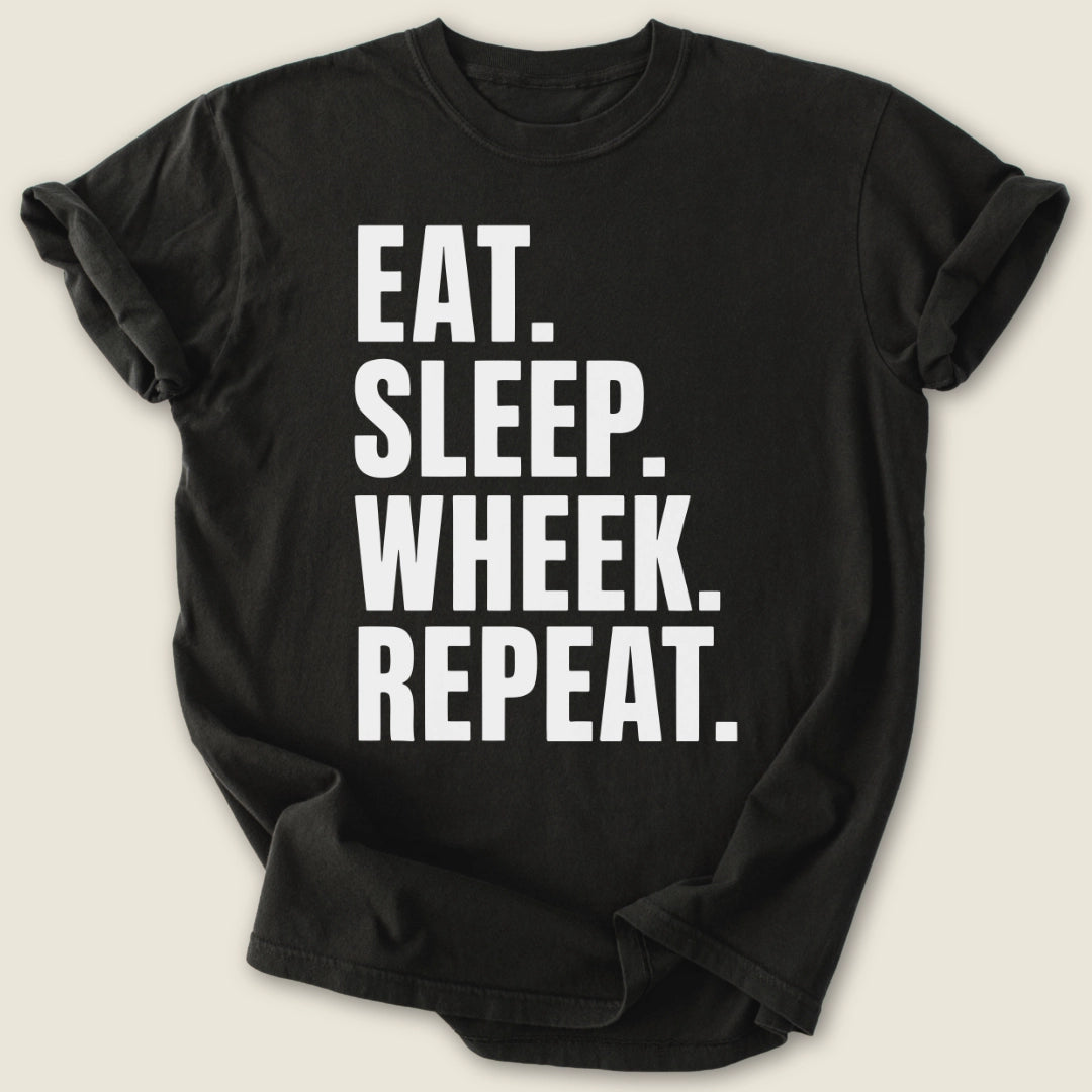 Eat Sleep Wheek Repeat T-shirt-Tee-Black-Guinea Pig Culture