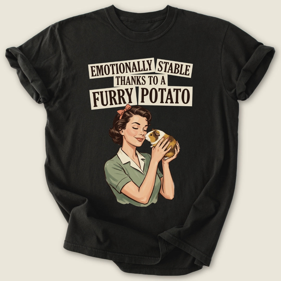 Emotionally Stable Cavy T-shirt-Tee-Black-Guinea Pig Culture