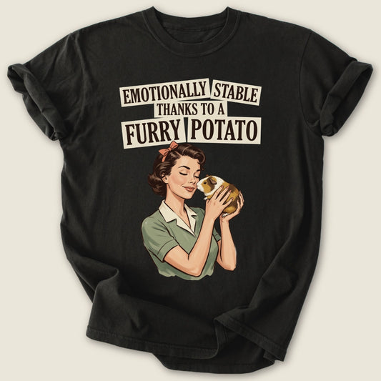 Emotionally Stable Cavy T-shirt-Tee-Black-Guinea Pig Culture